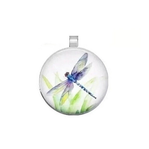 Dragonfly Pendant, Dragonfly Art Pendant, Glass Dome Pendant