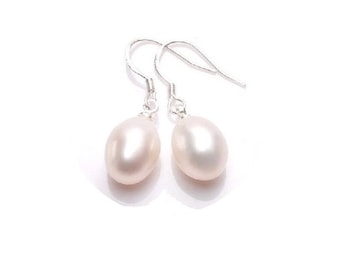 Genuine Pearl Earrings, 925 Silver Ear Wires
