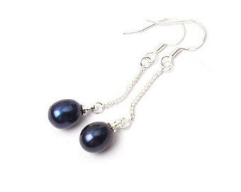 Freshwater Peacock Pearl Earrings, 925  Silver Ear Wires