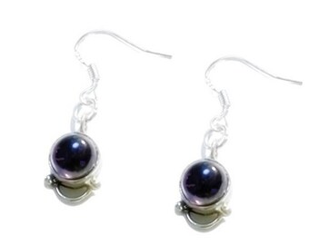 Genuine Amethyst Sterling Silver Earrings, 925 Silver Ear Wires