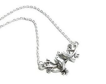 Birds on a Branch Pendant, 925 Silver Chain , Love Birds Pendant , Gift For Her