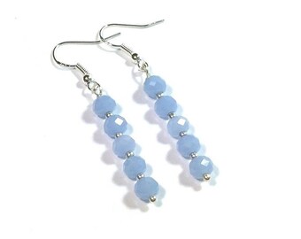 Blue Chalcedony Earrings, 925 Silver Ear Wires