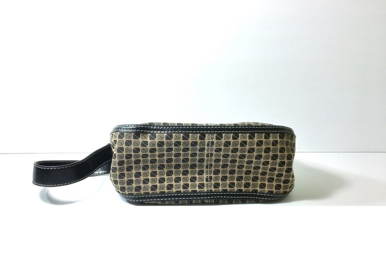Black And Natural Shoulder Bag Handbag Canvas With Leather Trim Purse Women/'s Nine /& Co