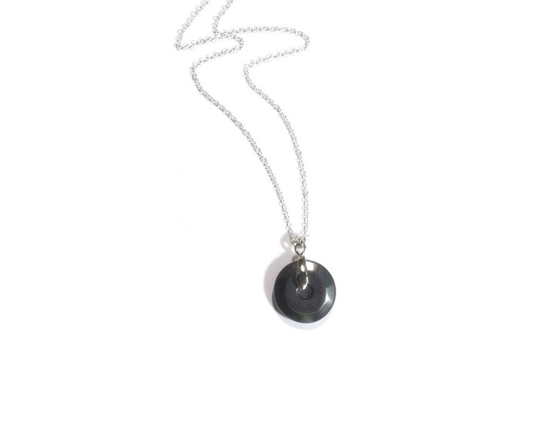 Hematite Donut Pendant Necklace
