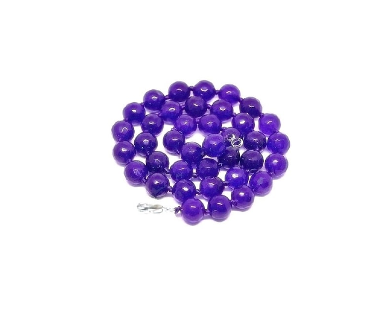 Hand Knotted Necklace Faceted Amethyst Beaded Necklace