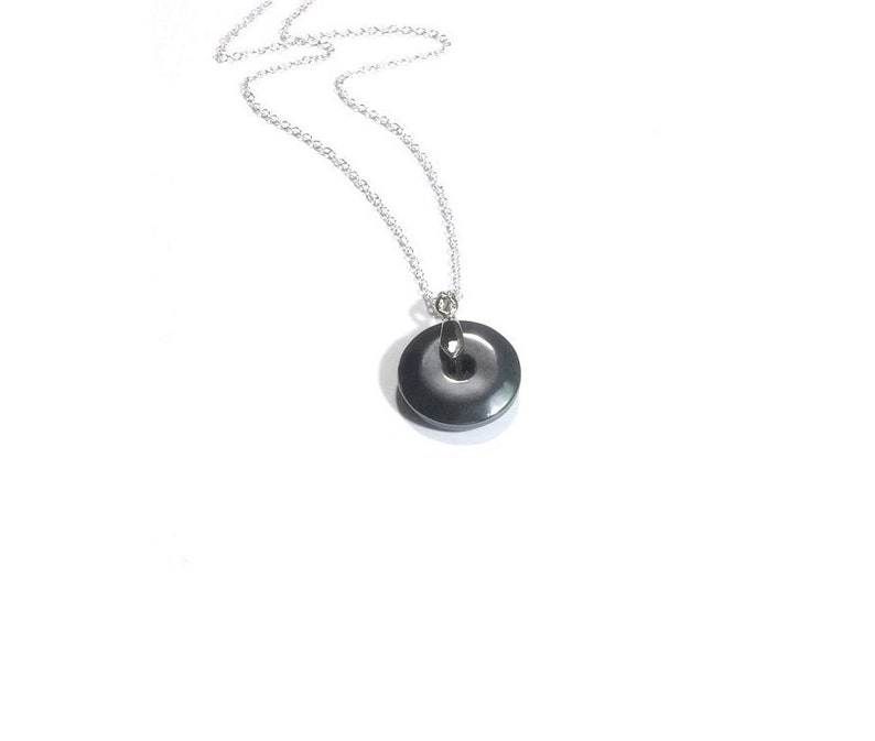 Hematite Donut Pendant Necklace