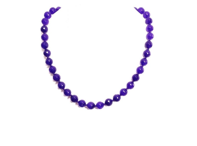 Hand Knotted Necklace Faceted Amethyst Beaded Necklace