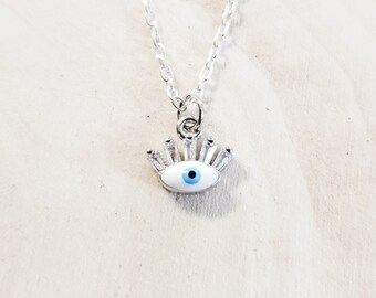 Tiny evil eye necklace silver all seeing eye necklace protection necklace graduation gift eye of providence minimalist necklace