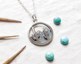 Sterling silver cactus necklace, saguaro necklace, cactus jewelry, arizona necklace, southwestern jewelry, tucson arizona gifts, succulent