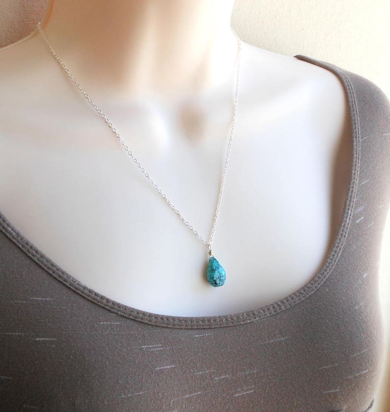 Turquoise necklace turquoise jewelry bohemian jewelry sterling silver december birthstone third eye necklace boho jewelry hiker gift image 4