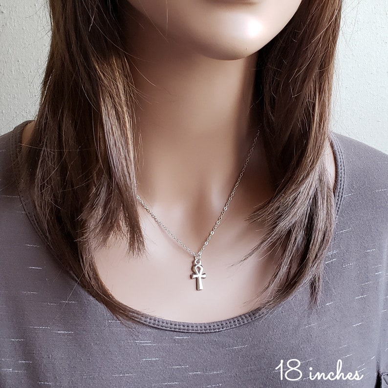 Egyptian jewelry silver ankh necklace egyptian necklace egyptian symbol religious symbol mythology hieroglyph image 3