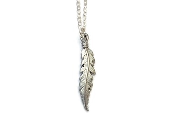 Silver feather necklace everyday necklace gift for her birthday gift layering necklace feather jewelry hippie jewelry boho jewelry