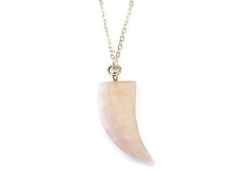 Rose quartz necklace tusk necklace bohemian gift for her sterling silver rose quartz pendant rose quartz crystal jewelry