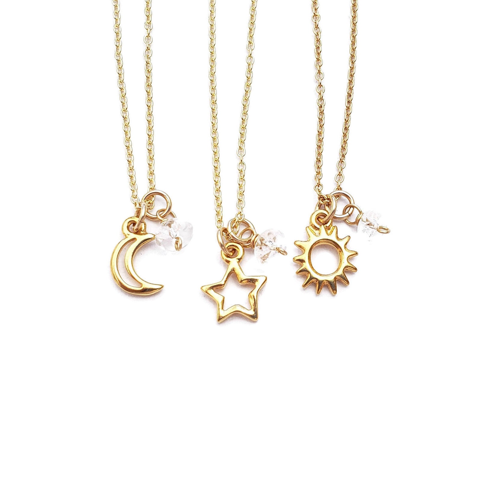 Best Friend Sun Moon Star Necklaces 3 Best Friend Necklace Set | Etsy