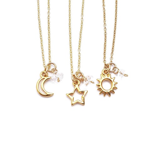 Best Friend Sun Moon Star Necklaces 3 Best Friend Necklace Set - Etsy