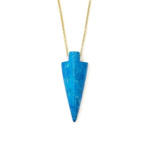 Blue howlite arrowhead necklace mens crystal necklace stone arrow head bohemian jewelry gift for men