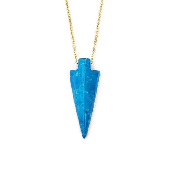 Blue Howlite Arrowhead Necklace Mens 