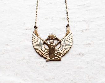 Isis necklace golden egyptian goddess pendant egyptian jewelry fertility necklace goddess necklace fertility goddess jewelry