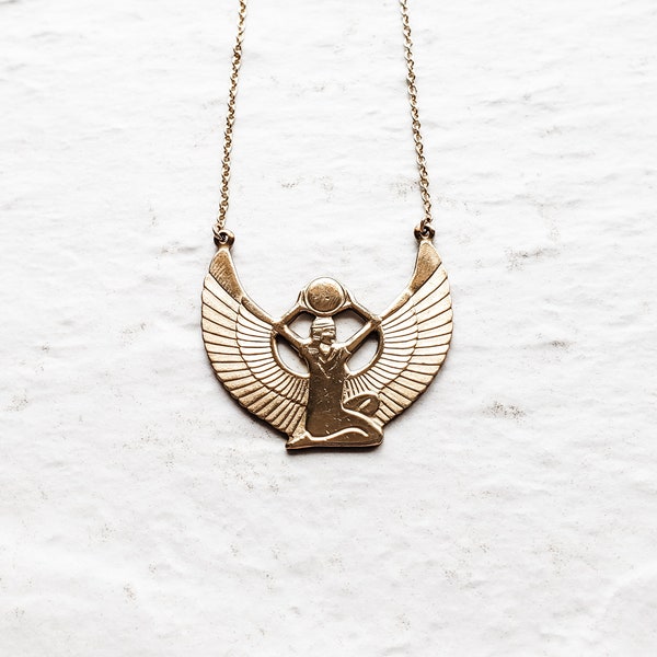 Isis necklace golden egyptian goddess pendant egyptian jewelry fertility necklace goddess necklace fertility goddess jewelry