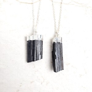 Tourmaline necklace silver dipped raw black tourmaline necklace sterling silver necklace mineral specimen image 1