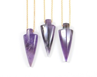 Amethyst arrowhead necklace February birthstone necklace boho crystal necklace crystal arrowhead gemstone arrowhead bohemian jewelry