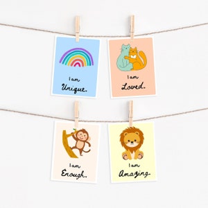 Affirmationskarten für Kinder - 12 druckbare positive Motivationskarten für psychische Gesundheit, Montessori & Angst Unterstützung