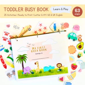 Toddler Busy Book | Preschool Learning Binder, Printable Quiet Book for Kids, Homeschool Activity, Engaging Toddler Workbook
