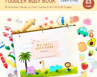 Toddler Busy Book | Preschool Learning Binder, Printable Quiet Book for Kids, Homeschool Activity, Engaging Toddler Workbook