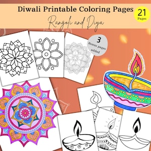 Coloring Pages: Diwali Rangoli & Diya Printables, Fun Kids Activities, Digital Downloads, Diwali Games for Children