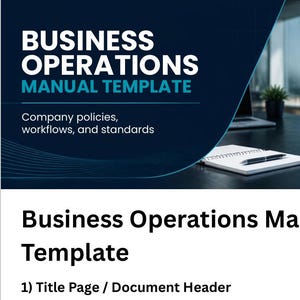 Plantilla de manual de operaciones comerciales / Manual de la empresa, procedimientos operativos estándar (descarga digital)