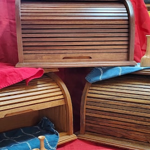 Handcrafted Bread Box with Roll-Top Door