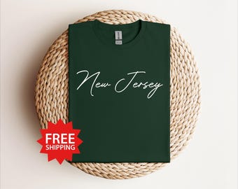 New Jersey Script T-Shirt, Unisex Crewneck