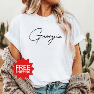 Georgia TShirt, Cursive Script Crewneck, Unisex Georgia Tee, Perfect Gift for Friends & Family