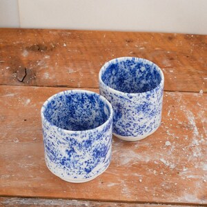 Speckled minimalist ceramic Latte Cup, Ceramic Tumbler, handmade handpainted mug, coffee tumbler, to go cup, no handle latte mug