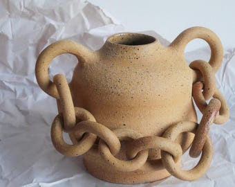Ceramic vase chain, minimalist elegant art decor, vessel, handmade vase, sculpted chain
