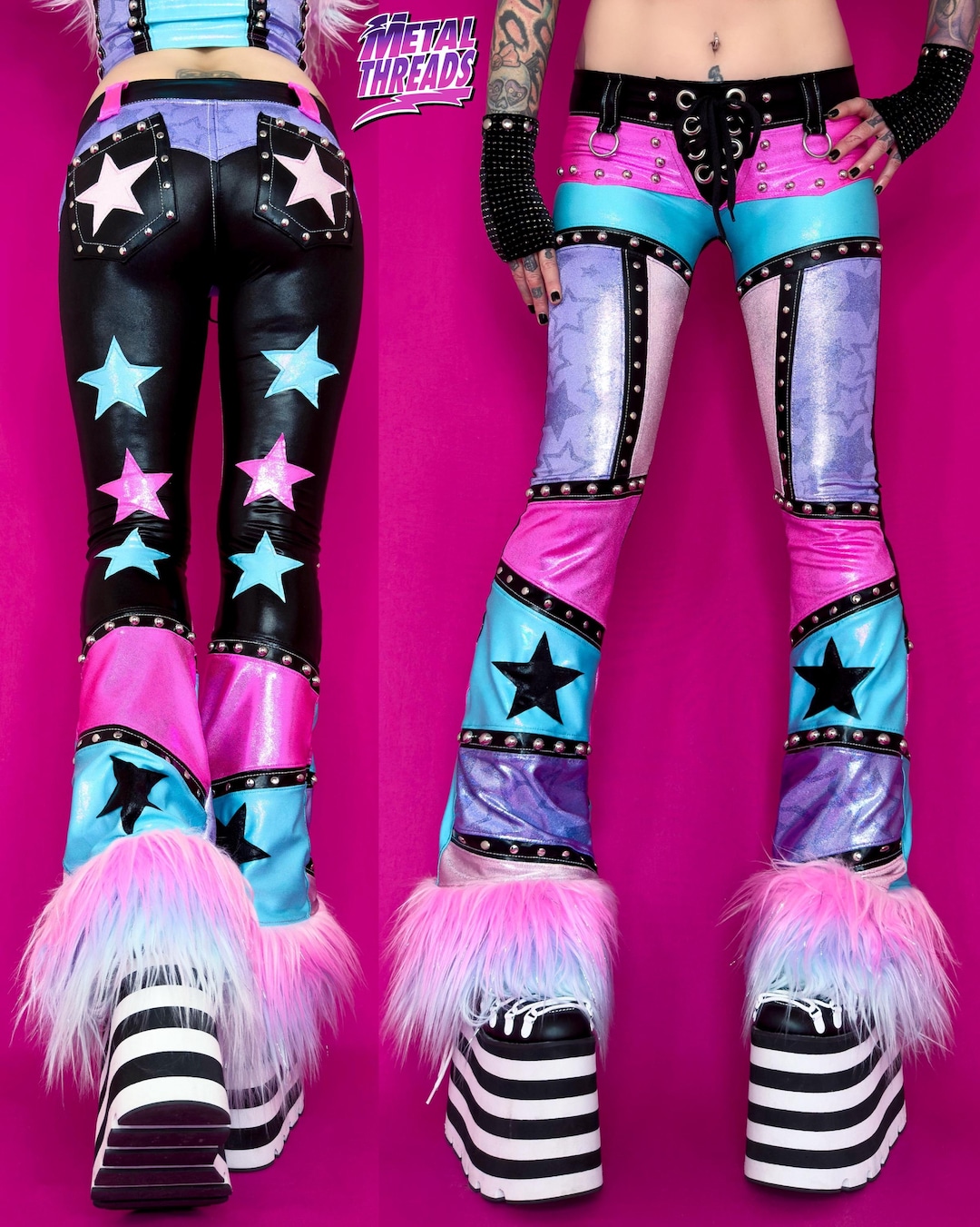 【HI FI FNK】Candy Boucle Fleece Pants Amazon.com: Colorful Candy Canes Men's Printed Fleece