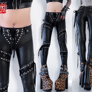 Cool Retro Studded Zippered Black Leggings OSFM by Soho Lady Rocker Punk  Dressy Casual Vintage Stretch Nylon Spandex 
