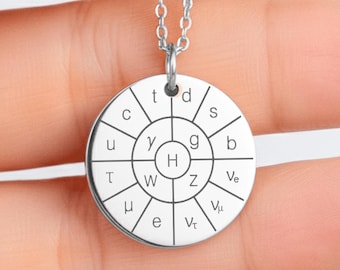 Collana modello standard, gioielli di fisica, regalo per fisici delle particelle, collana scientifica minimalista