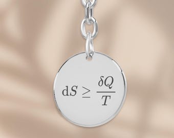 Portachiavi con la seconda legge della termodinamica, equazione dell'entropia, regalo scientifico di fisica, accessorio per nerd.