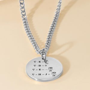 Maxwell’s Equations Men’s Necklace – Physics Jewelry for University Students, Professors, Teachers, and Physicists