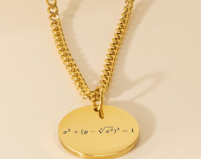 Love Equation Men's Necklace, Geeky Valentine's Day Gift for Him