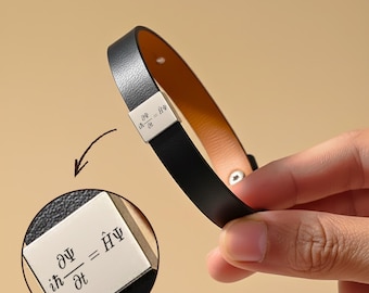 Bracciale con equazione di Schrödinger per uomo - Gioielli in pelle con fisica e meccanica quantistica, regalo STEM