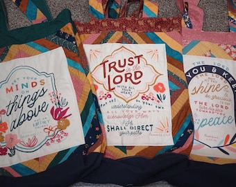 Quilted Scripture Tote Bag
