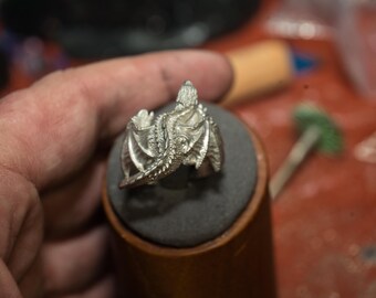 Adjustable Sterling Silver Dragon Ring