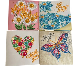 Thank you Diamond art cards, diamond painting, greeting cards, thank you, thank you cards, gift, rare, 6”x6”, envelope included