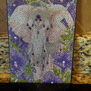 Elephant Diamond art notebook, journal, diary, sketchbook, elephant, sealant applied, 5D, flower