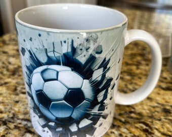 Coffee mug, mug, tea mug, soccer, 11 oz
