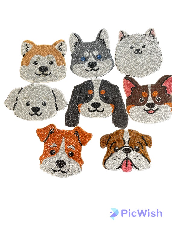 Dog Diamond Art Coasters Puppy Diamond Art Coasters Dogs Dog Set of 8 Metal Holder Sealant Applied Rare Unique Etsy Australia
