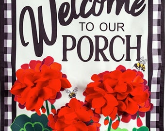 Garden flag, welcome, welcome to our porch, double sided, yard decor, home decor