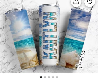 Tumbler, cup, beach, summer, personalized, 20 oz